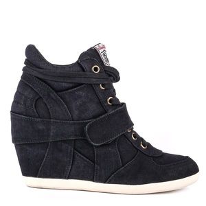 ASH women’s Bowie Fashion Wedge Sneakers BLACK